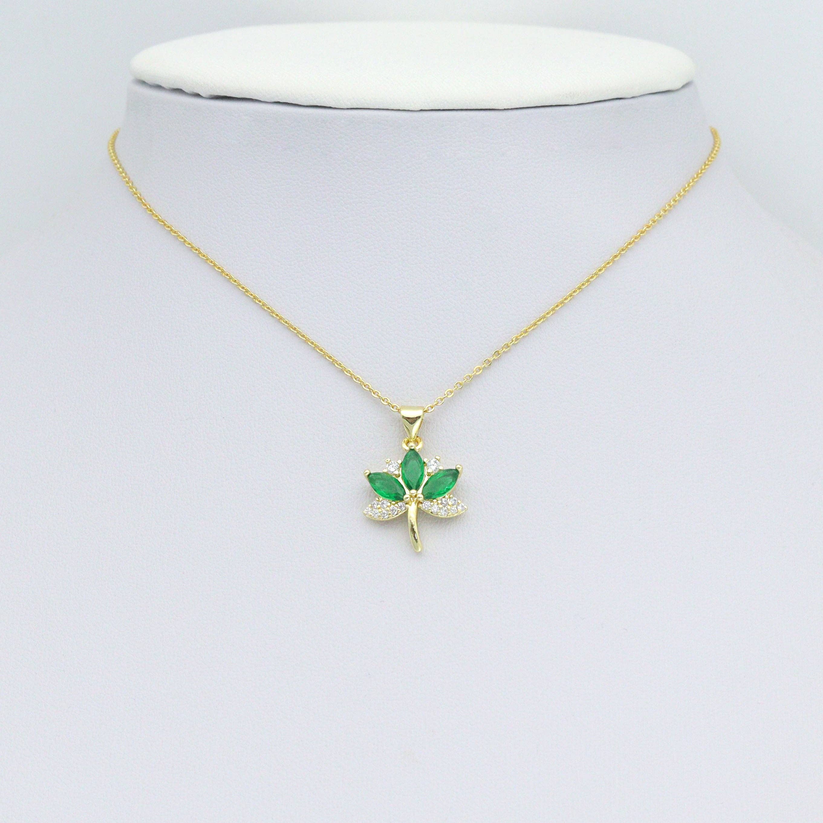 CZ Green Clear Purple Flower Maple Leaf Charm Pendant,Sku#LK1229