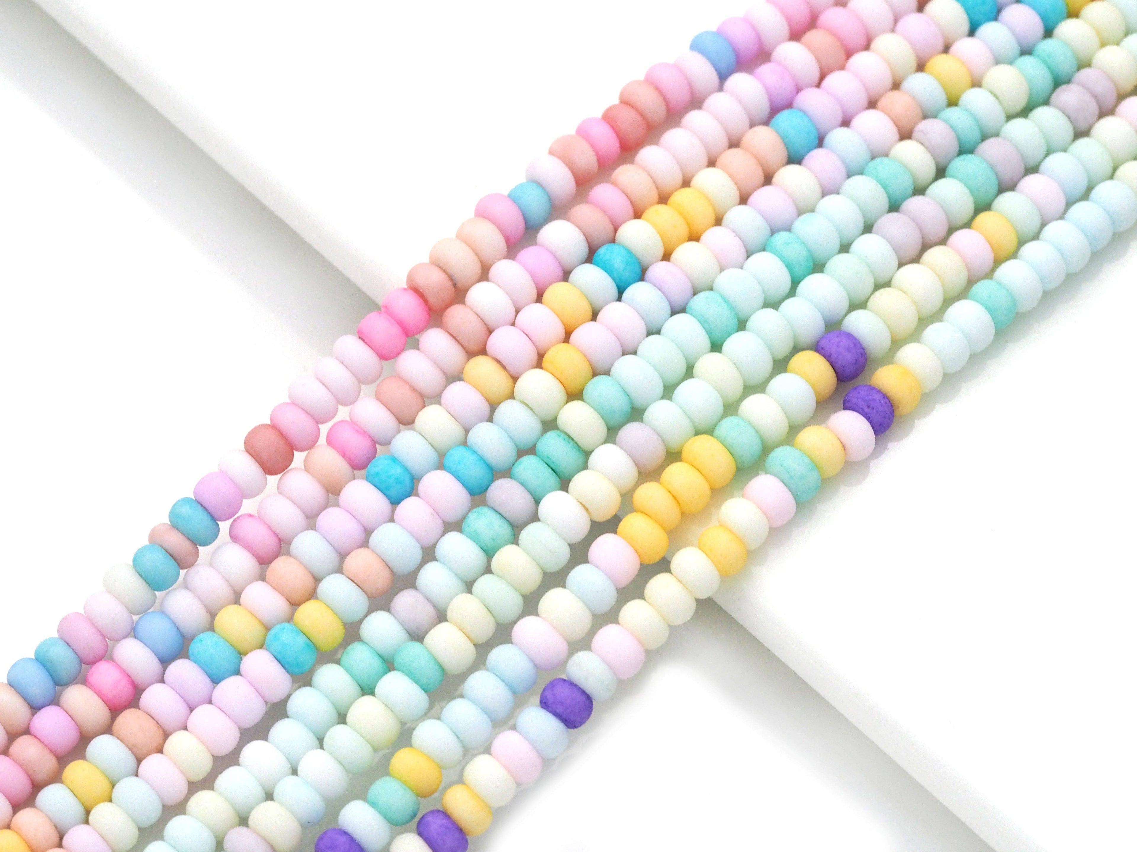 Colorful Smooth Rondelle Glaze Beads, 2.5x4mm, Sku#U1480c