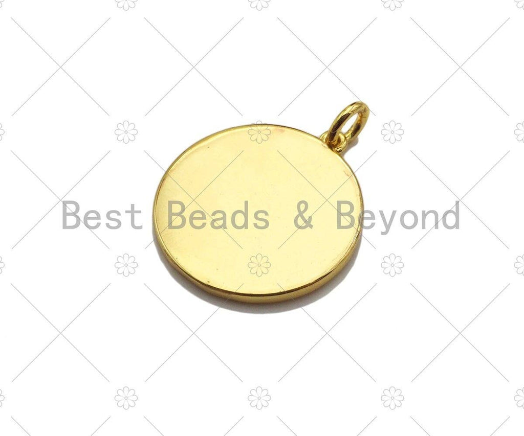 18K Dainty Gold Skull On Round Coin Shape Pendant,Gold Medallion Skull Charm,Necklace Bracelet Charm Pendant,18x20mm,Sku#Z1305