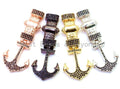 CZ Black Micro Pave Anchor Clasp Buckle for 3mm Leather Cord Bracelet, Anchor Lock, Men's Jewelry Charms,34x22mm, sku#F47