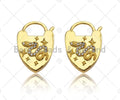 CZ Micro Pave Snake Padlock Heart Clasp Charms, Snake CZ On Padlock Clasp, Gold Charm Pendant, Padlock Necklace Charms, 17x27mm, Sku#K164
