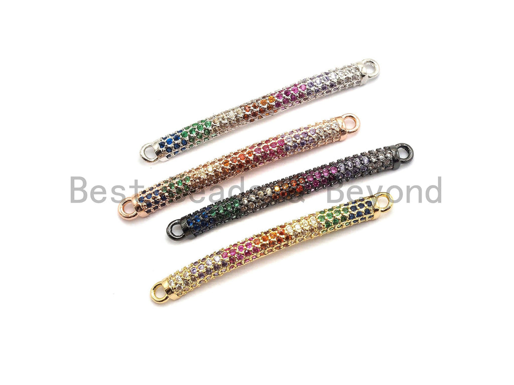 Rainbow CZ Micro Pave Bar Connector for Bracelet/Necklace, Link Connector, Spacer Connector, 3x36mm,sku#E432C