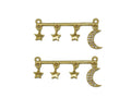 CZ Crescent Moon Star Connector Charm, Sku#L665