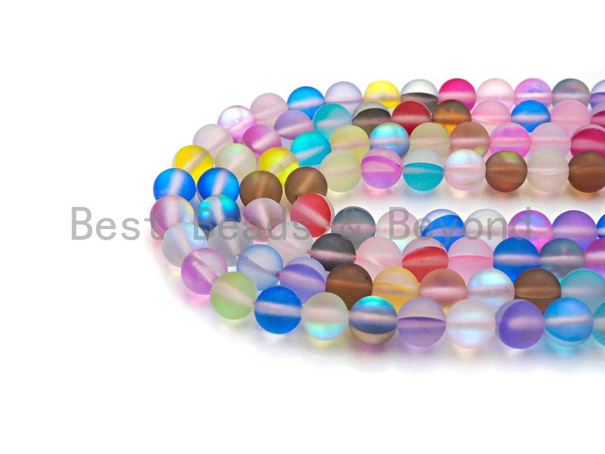 Matte Multicolor Spectrolite Aura Quartz , High Quality in Round 6mm/8mm/10mm/12mm, Manmade Crystal beads, 15.5inch strand, SKU#U824
