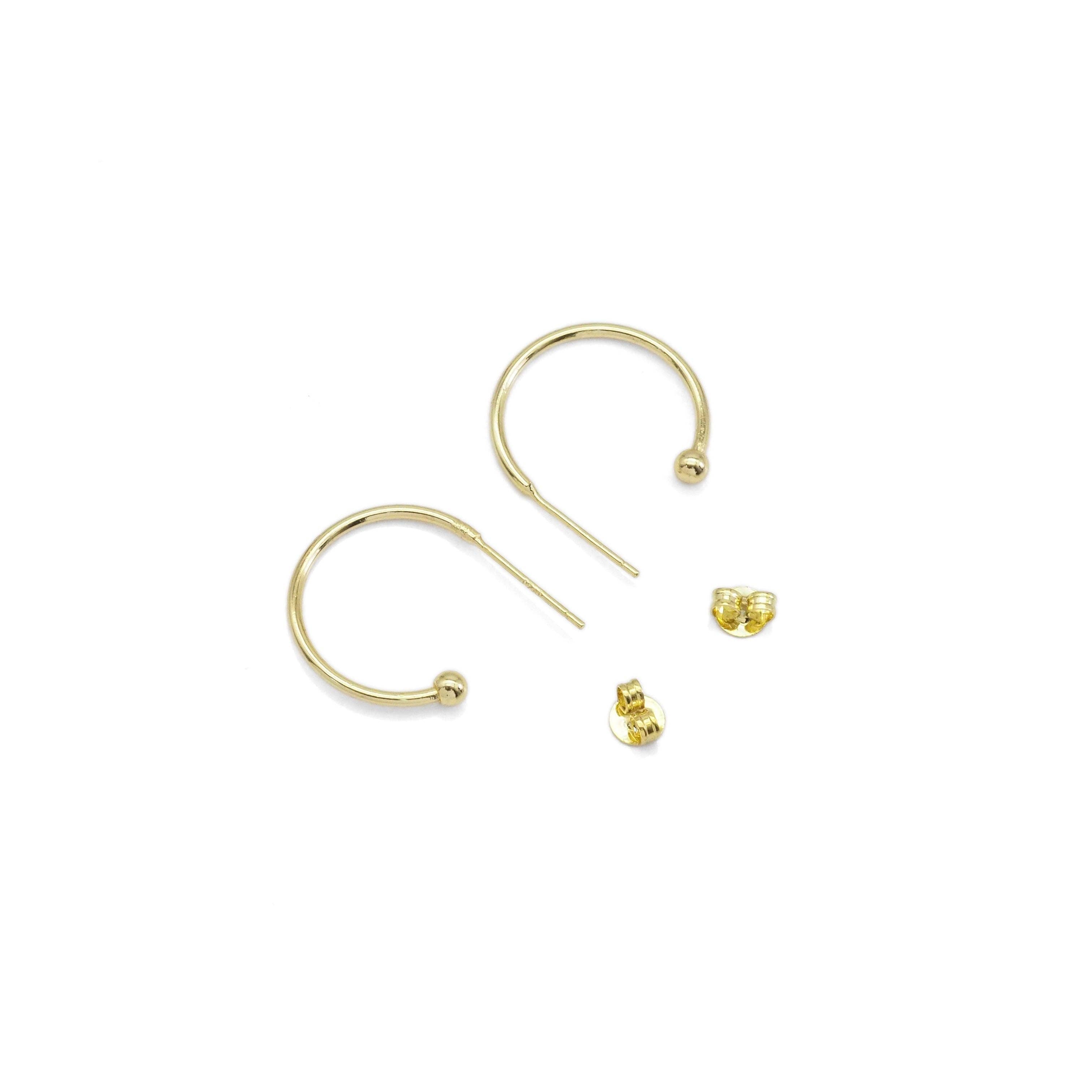 Gold hoop with ball end Earrings, Sku#LX385