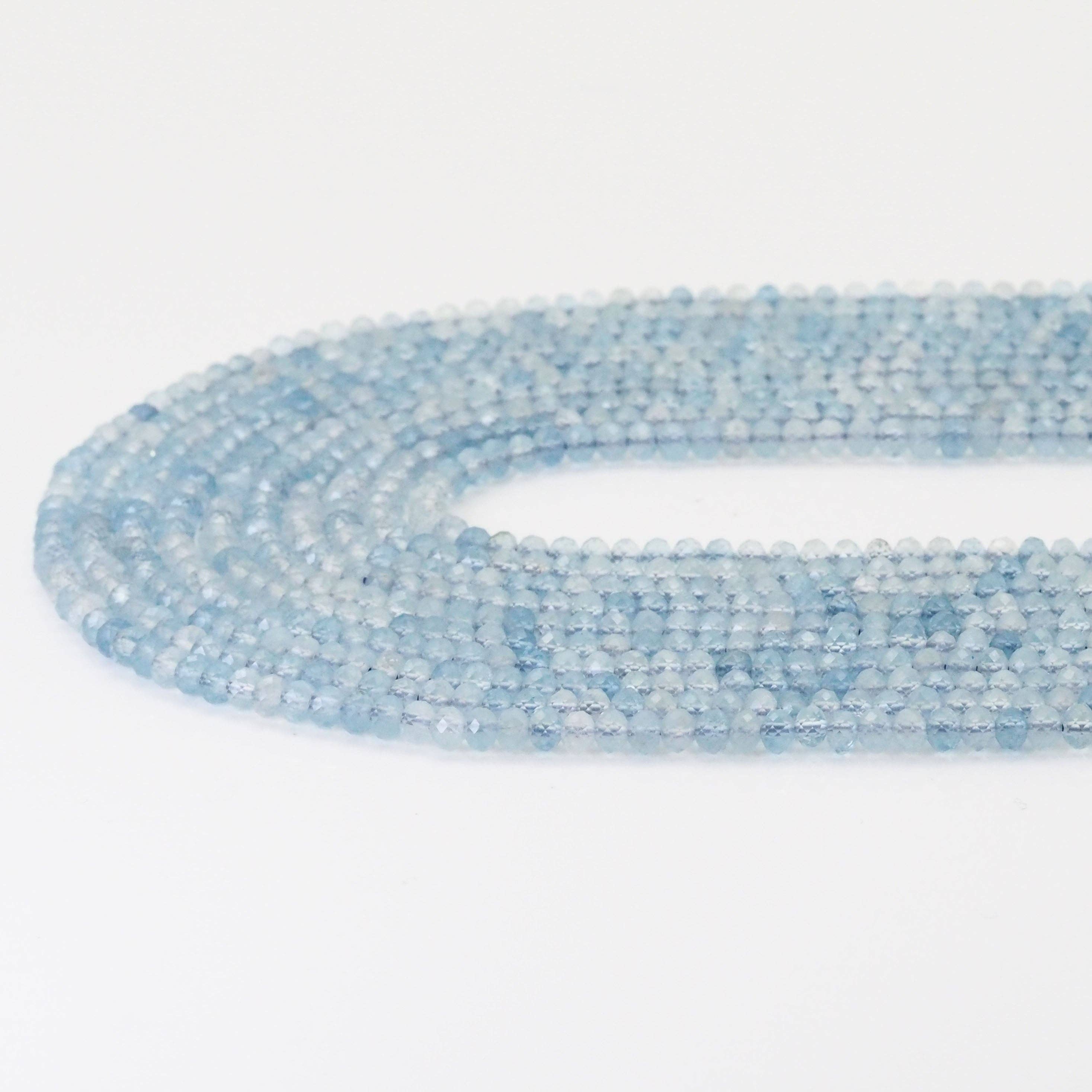 Genuine Aquamarine Faceted Rondelle beads, Sku#U1696