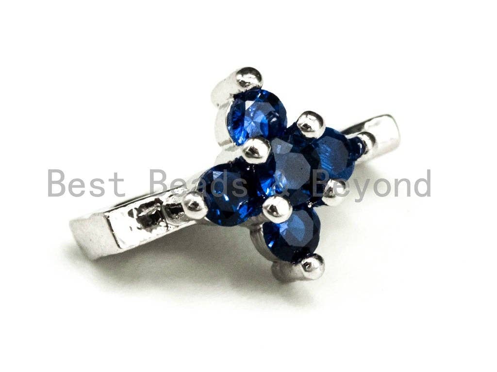 CZ Micro Pave Spacer Beads for Double Strand Necklace Bracelet, Fuchsia/Blue/Green Cubic Zirconia Space Beads, 7x11mm, sku#N41