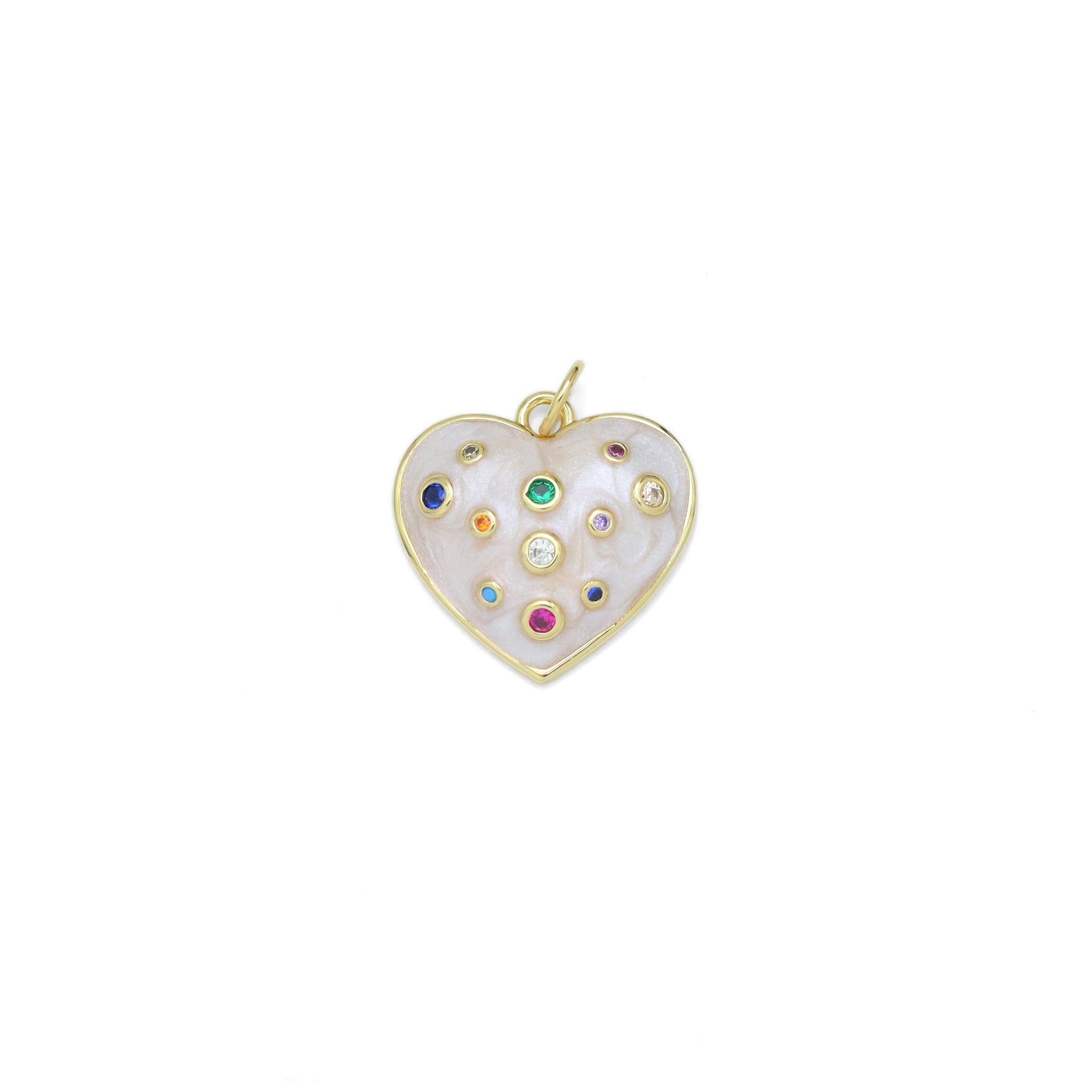 Colorful CZ Enamel Heart Pendant Charm, Sku#Y950