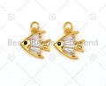 Big Clear CZ Micro Pave Fish Shape Pendant/Charm,18K Gold Filled Fish Charm, Necklace Bracelet Charm Pendant,11x12mm,Sku#Y491