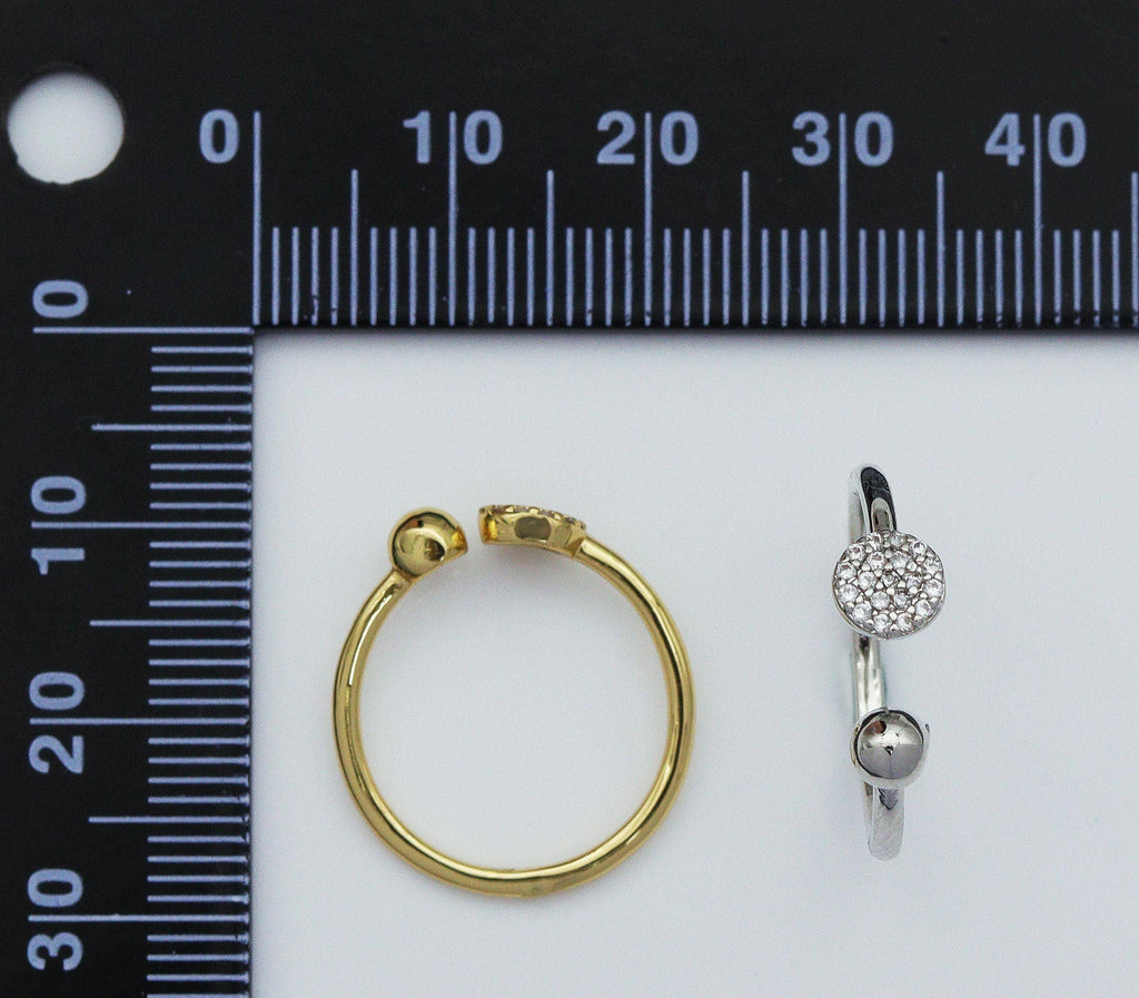 CZ Coin and Ball Open Ring, Sku#B196
