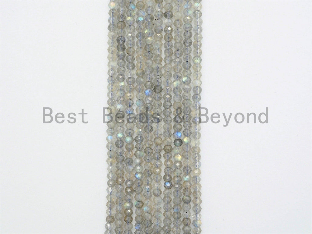 High Quality Natural Labradorite Rondelle/Round Faceted beads,2x3mm/4mm/5mm Sparkle Gemstone Beads, Tiny beads, 15.5inch strand, SKU#U370