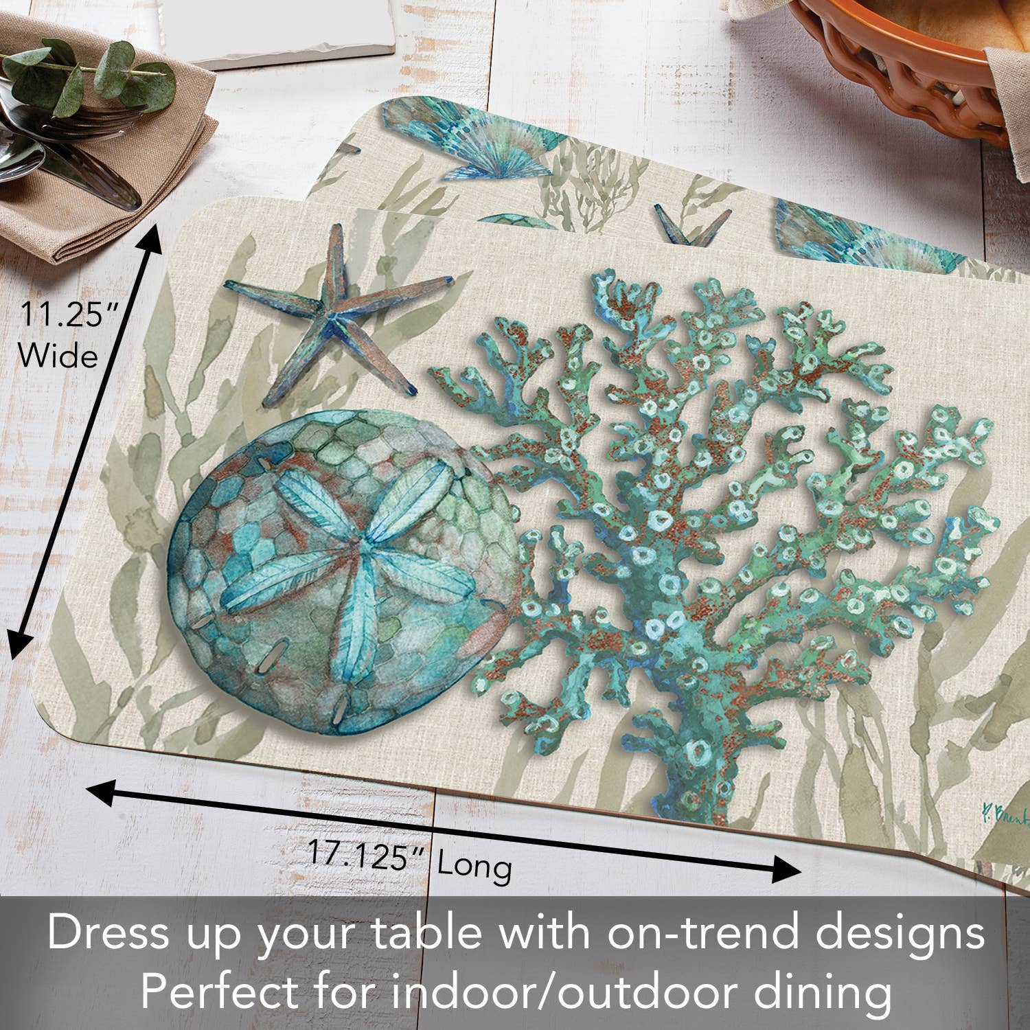 Beach Shells Reversible Rectangular Plastic Placemat