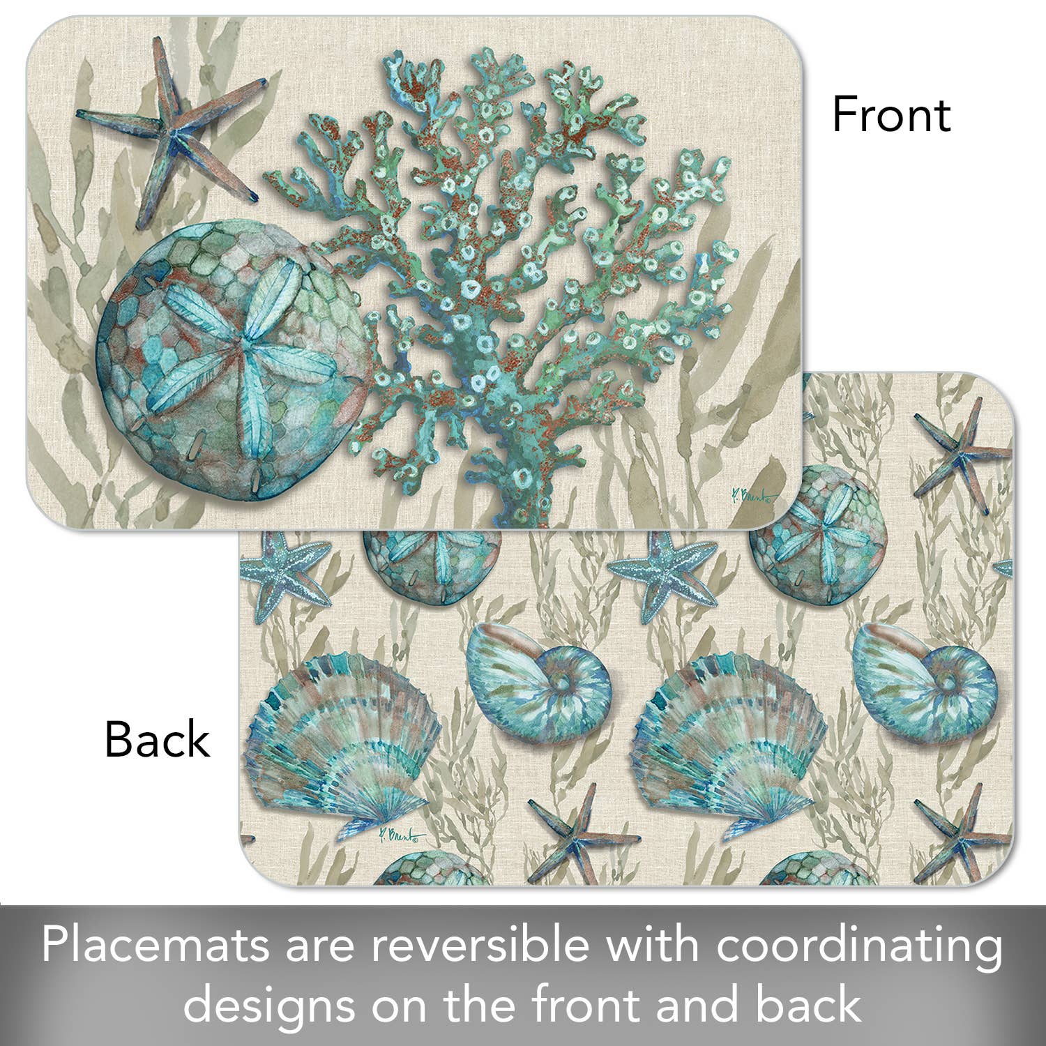 Beach Shells Reversible Rectangular Plastic Placemat