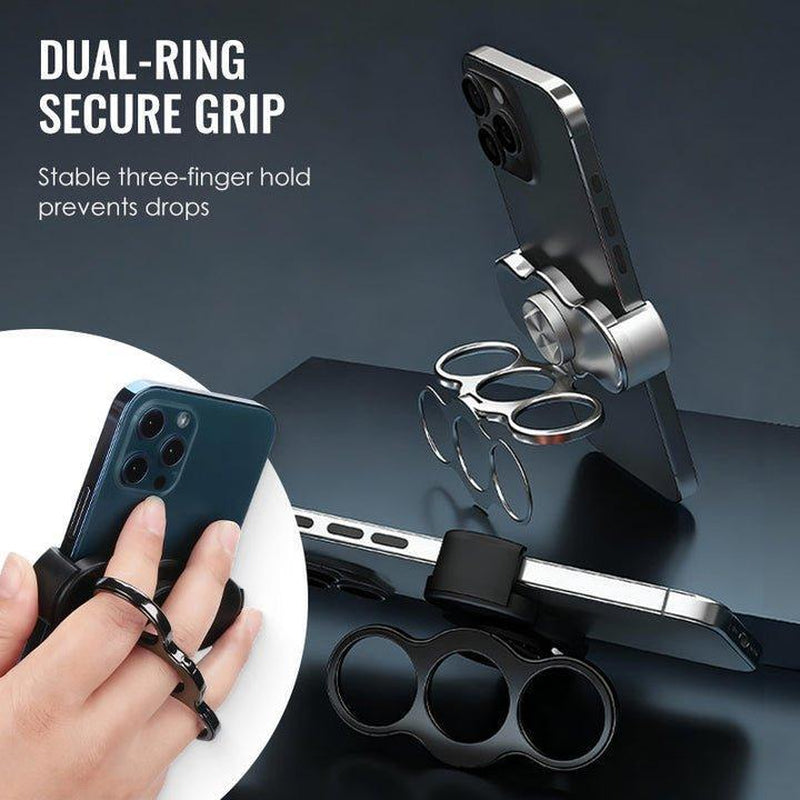 360 Rotation Finger Ring Stand for Phone Dual Loop Folding Mobile Holder Desktop Clip Lazy Bracket