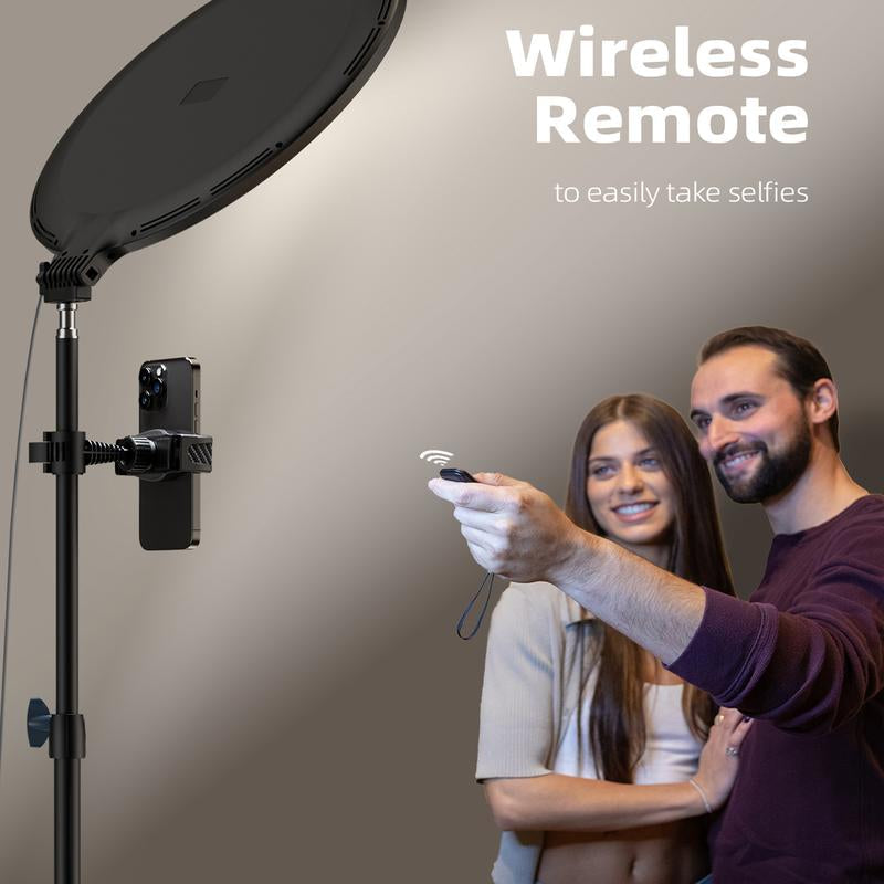 Weilisi 10.5" Ring Light with 69" Tripod Stand and Phone Holder Kit, Full-Screen Zoom Lighting for Video Recording, Makeup, Live Stream, Dimmable LED Selfie Ring Light Tripod for Iphone with Remote