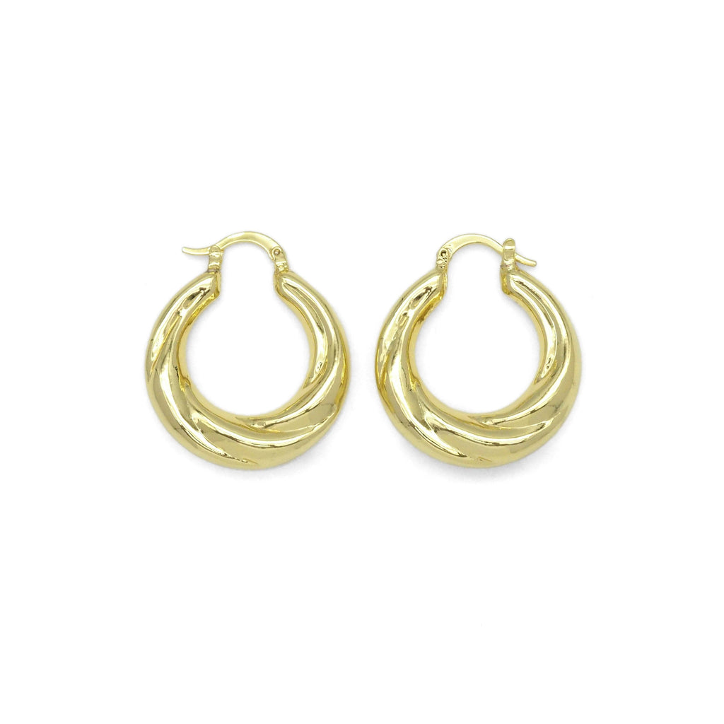 Gold Vintage Twisted Hoop Earrings, Sku#LD458
