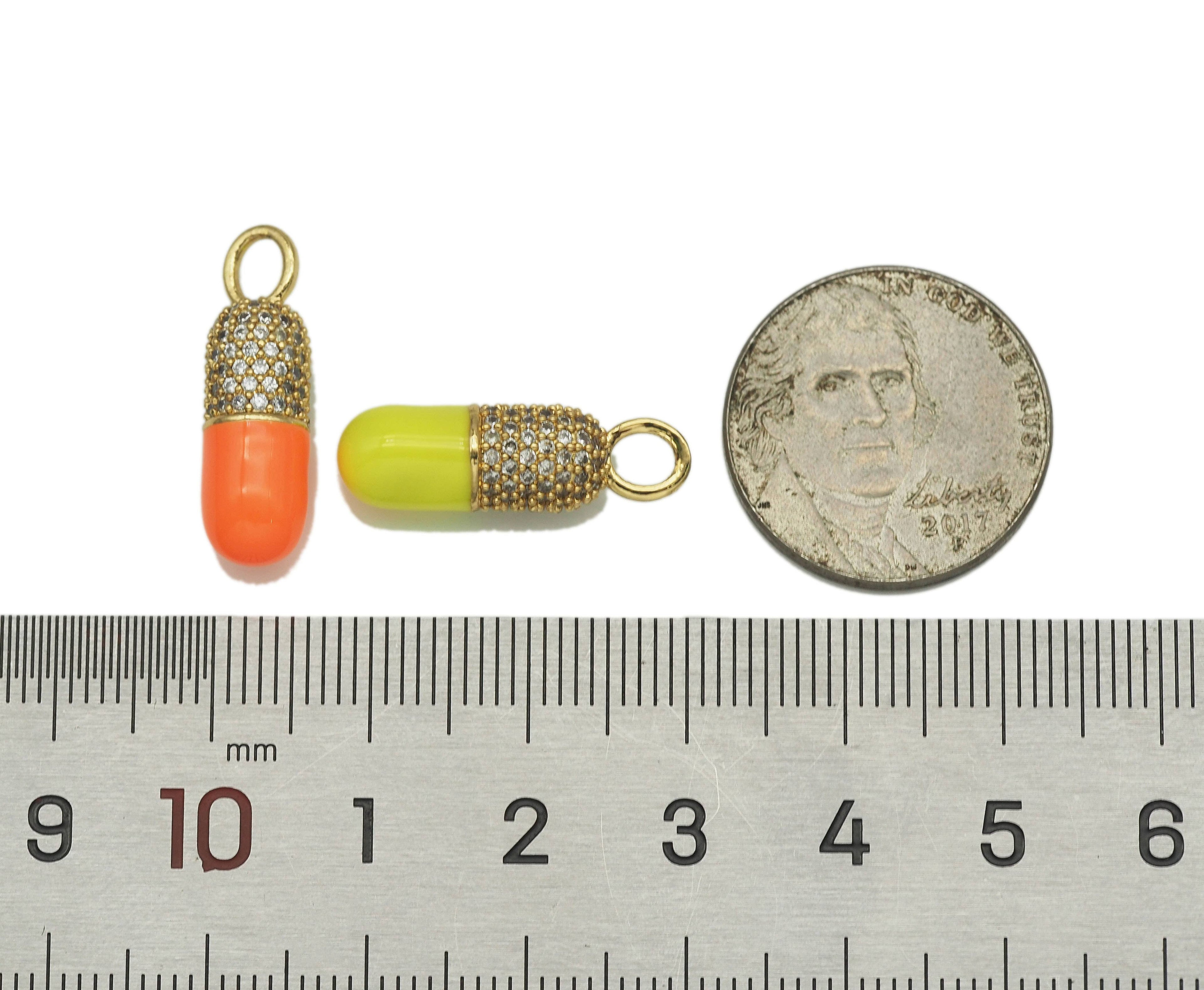CZ Enamel Pill/ Capsule Pendant,F1453