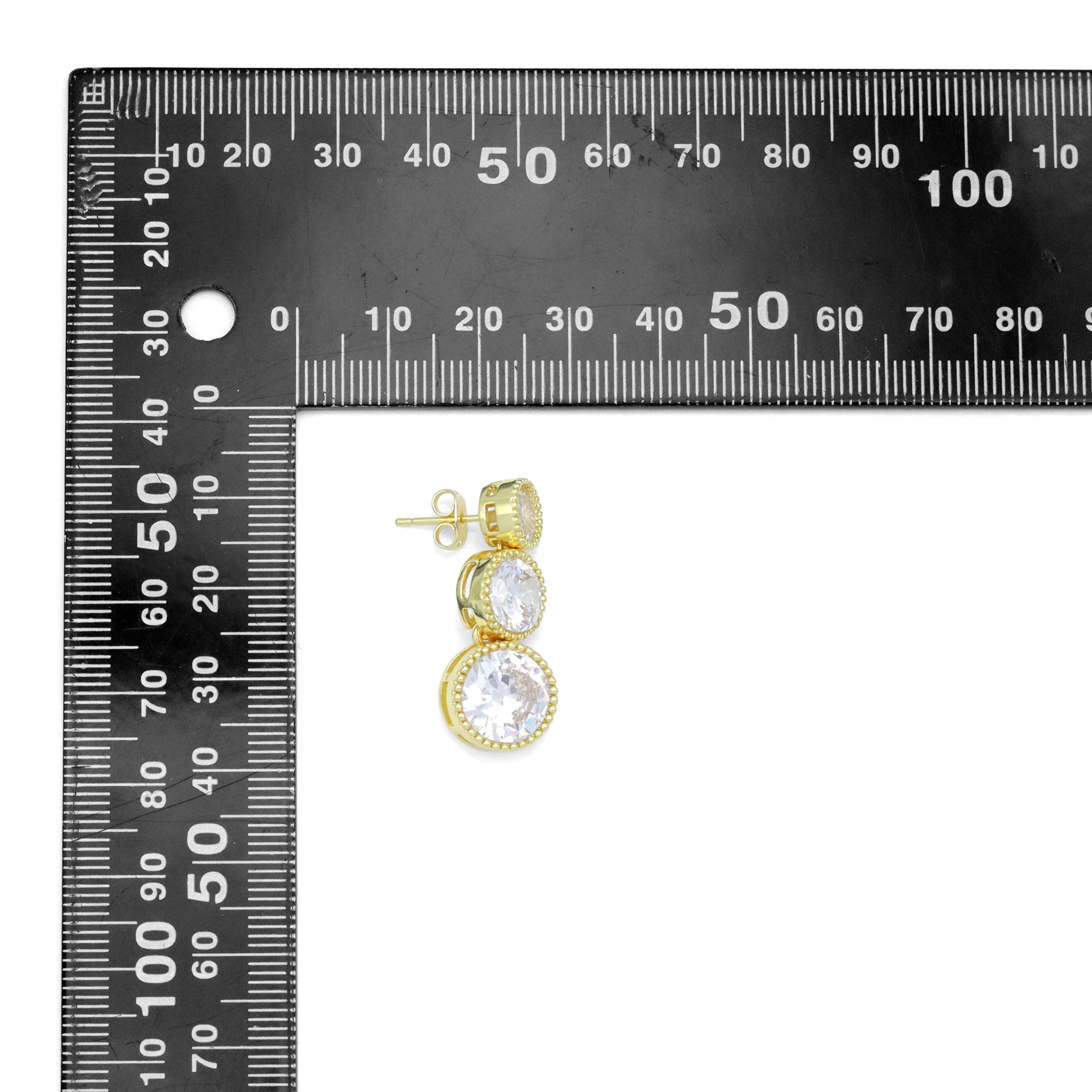 Big Crystal Graduate Round Stud Earrings, Sku#LX709