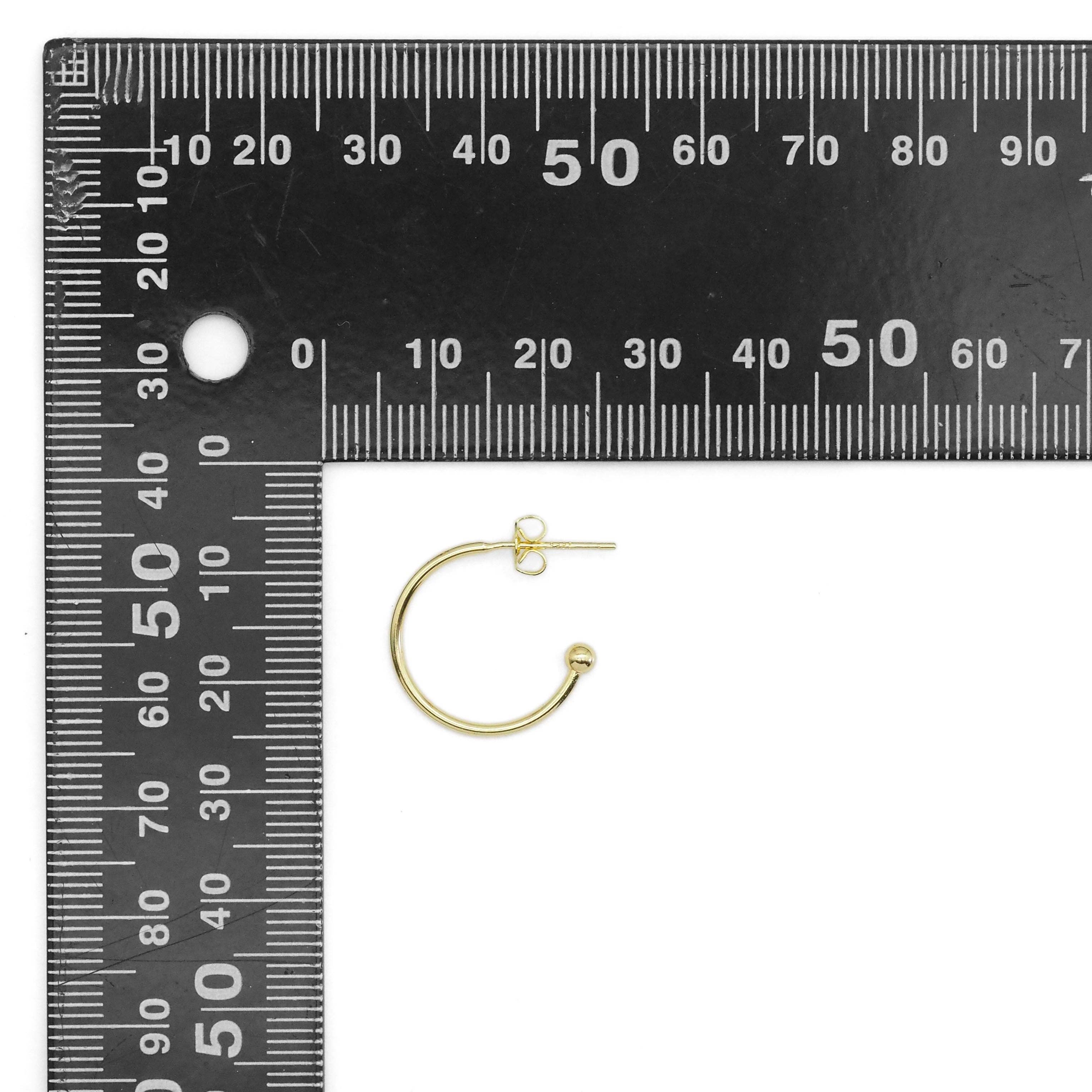 Gold hoop with ball end Earrings, Sku#LX385