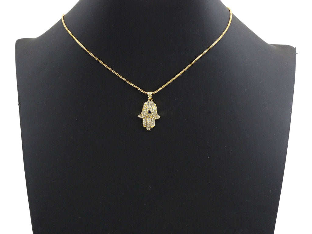 Clear Cobalt Blue CZ Micro Pave Evi Eye On Hamsa Hand Shaped Pendant/Charm, Cubic Zirconia Pendant Charm,15x23mm,sku#Z570