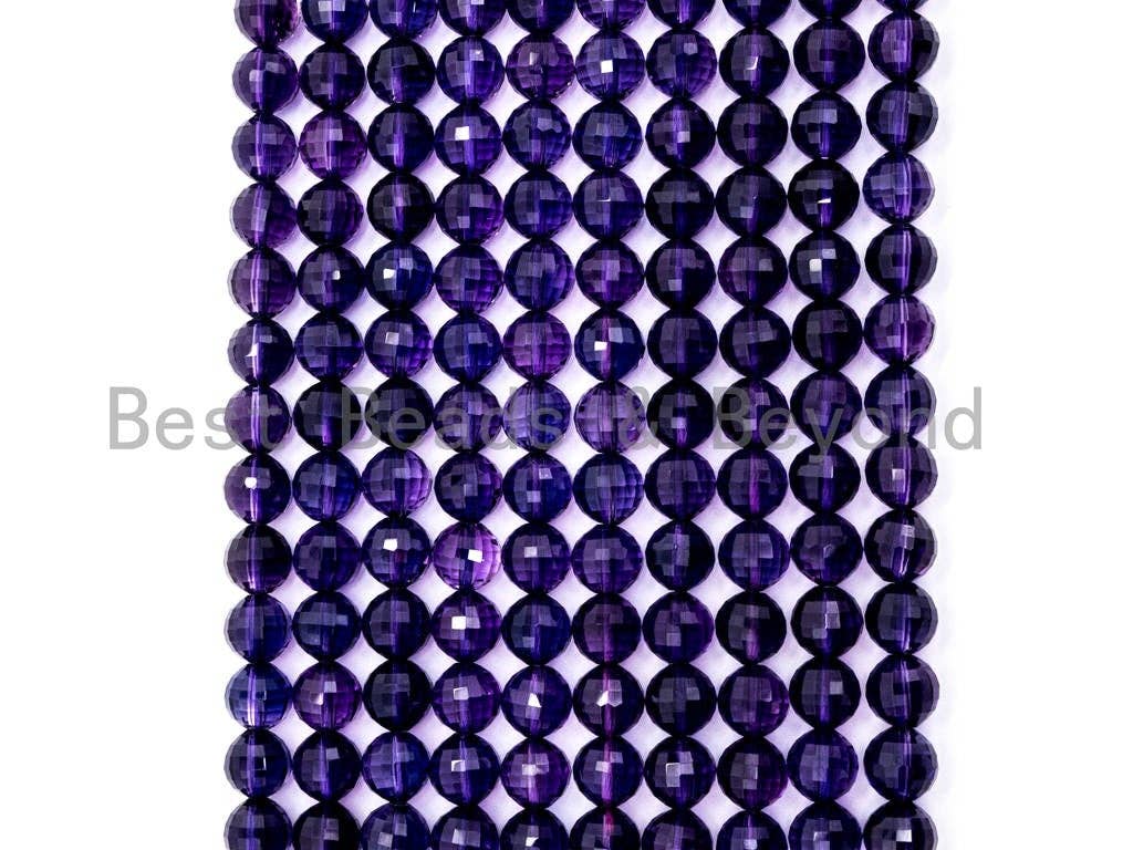 Special Cut Quality Natural Amethyst Round Faceted beads, 6mm/8mm/10mm/2mm, Loose Dark Puple Gemstone Beads, 15.5 inch strand, SKU#V3C