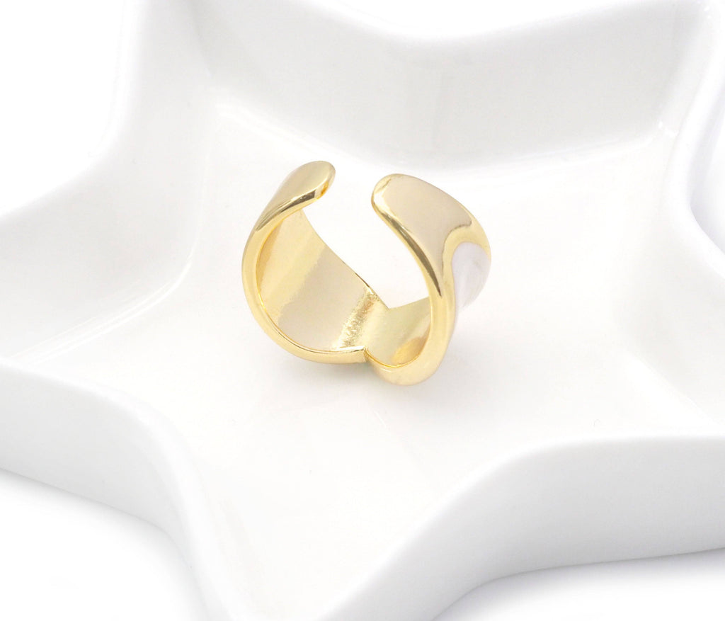 White Enamel Gold Bowknot Ring, Sku#LX125