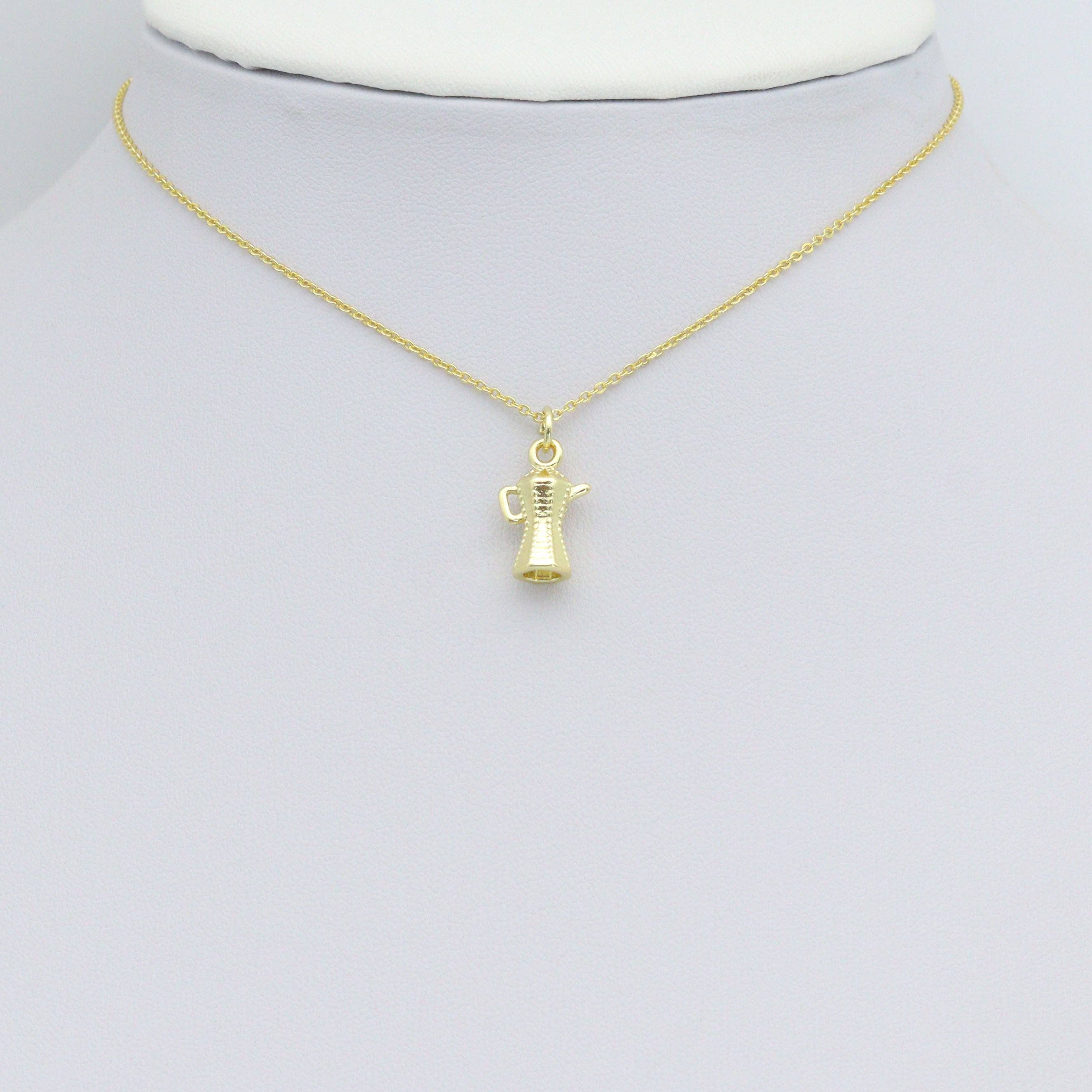 Gold Silver Coffeepot teapot Charm Pendant,Sku#LX854