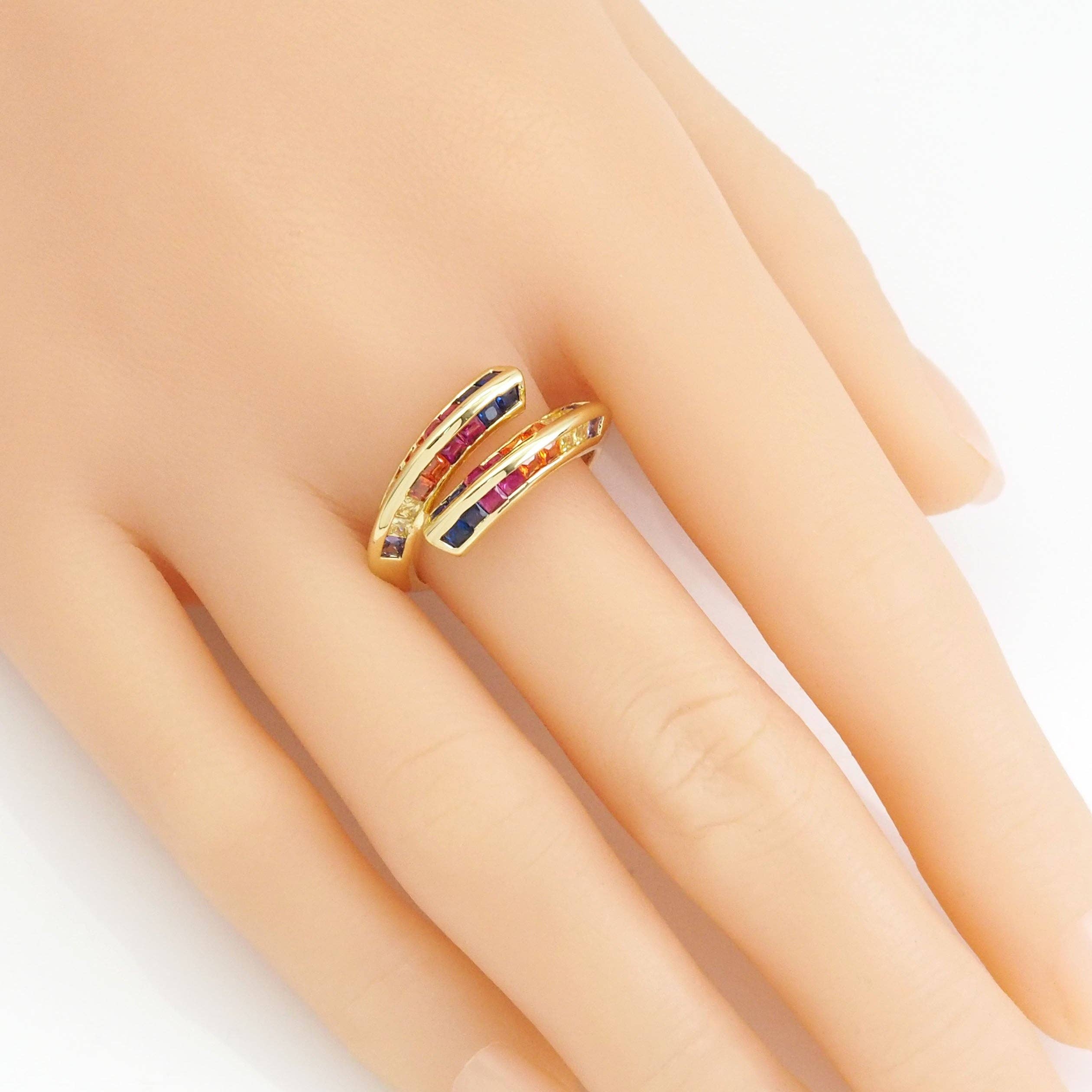 Colorful Clear CZ Baguette CZ Adjustable Ring, Sku#LD517