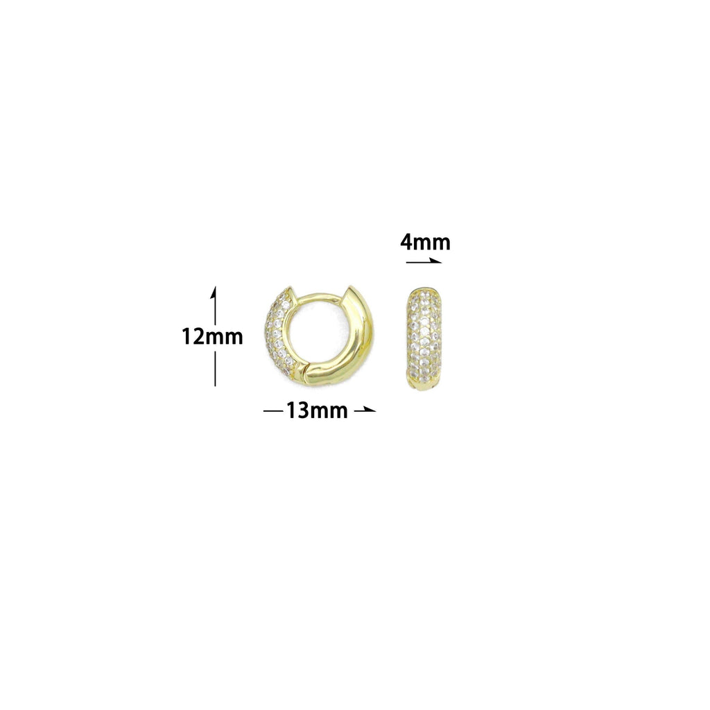 Gold Silver CZ Donut Hoop Earrings, Sku#A473