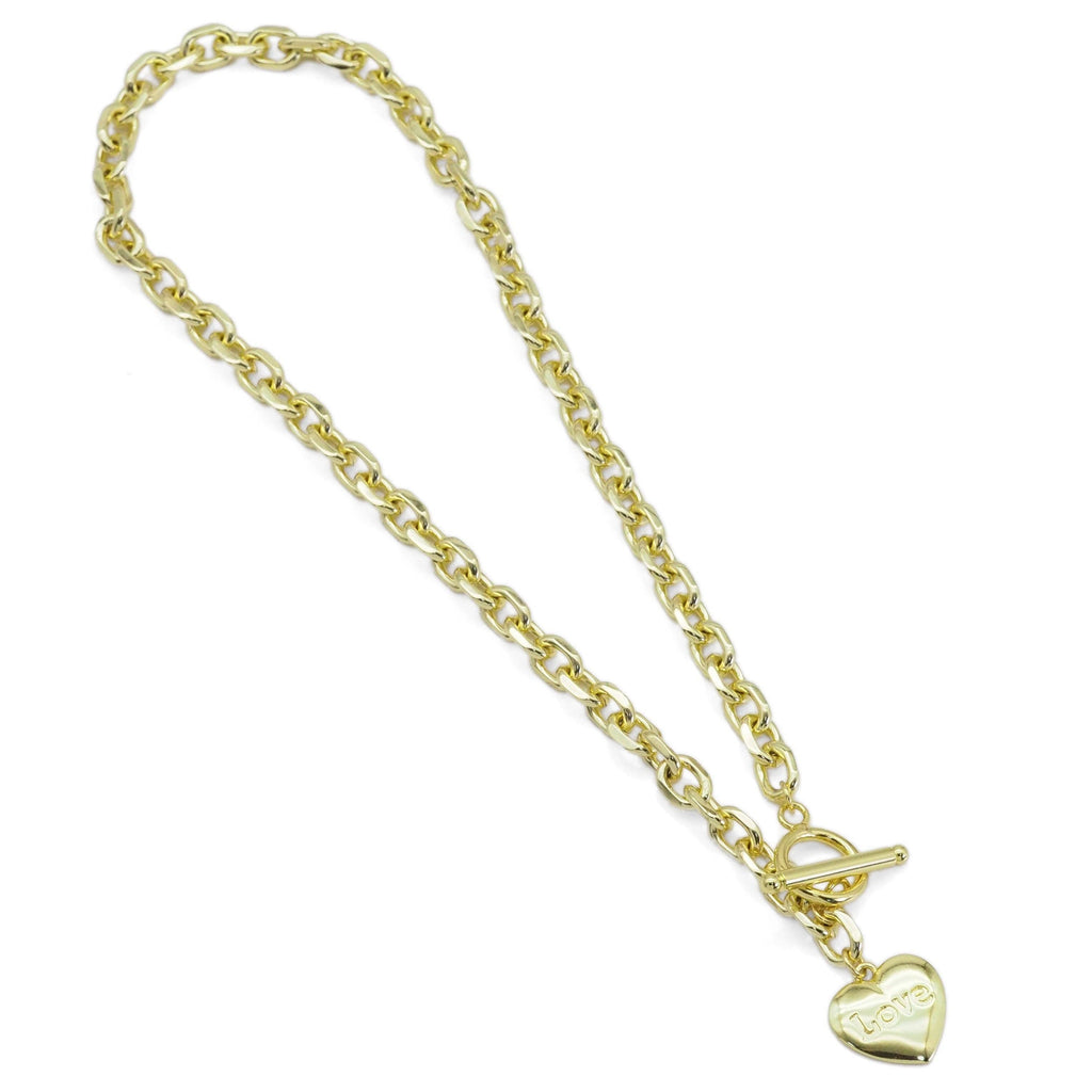 Collier à pendentif cœur et chaîne à maillons carrés épais, SKU#EF489