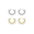 White Pearl CZ Around Hoop Earrings, Sku#A402