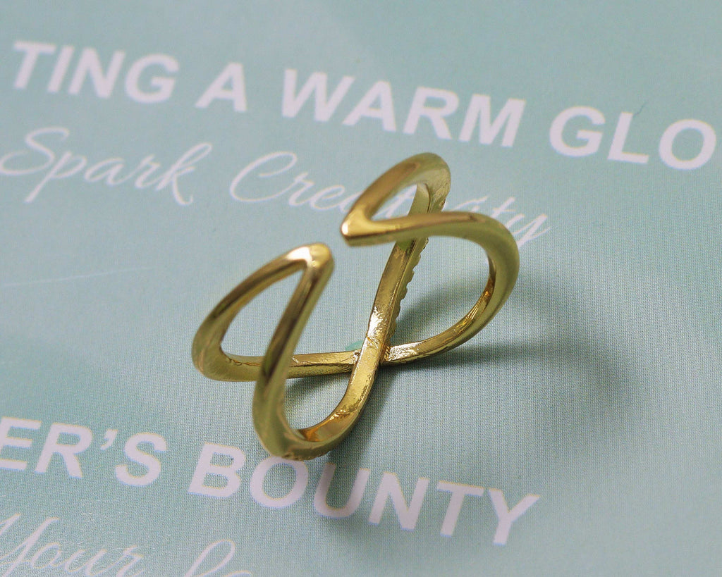 CZ Infinity Cross Adjustable Ring, Sku#LD210
