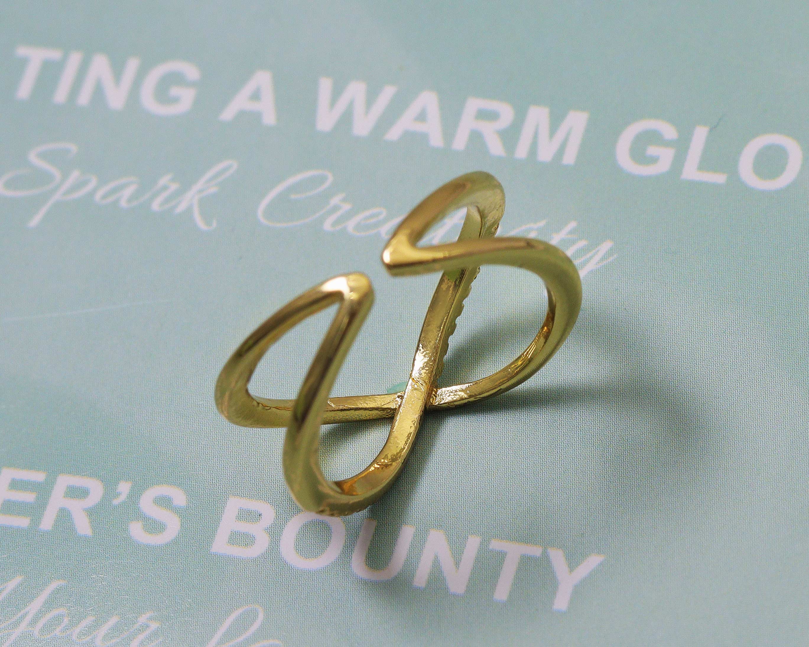 CZ Infinity Cross Adjustable Ring, Sku#LD210