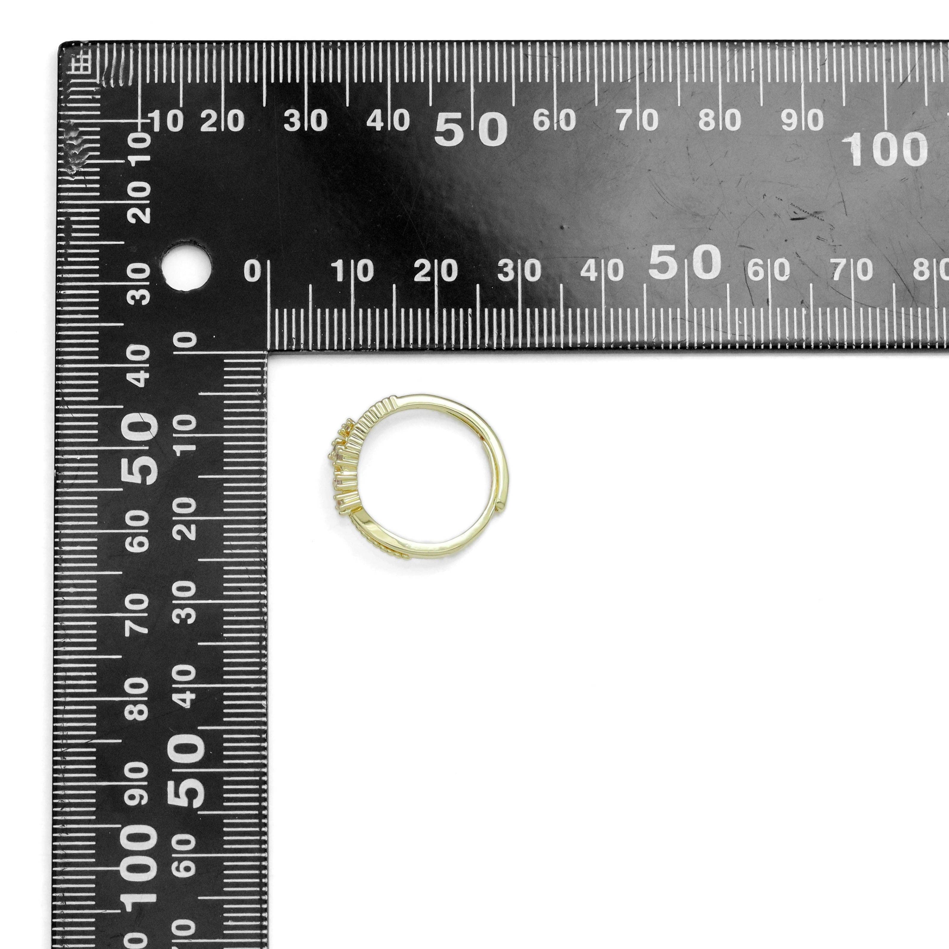 Dainty Clear CZ Gold Silver Cresent Moon star  Adjustable Ring, Sku#A278