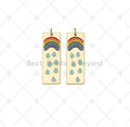Enamel Rainbow and Rain On Rectangle Shape Pendant, 18K Gold Filled Rianbow Charm, Necklace Bracelet Charm Pendant,11x32mm, Sku#L634