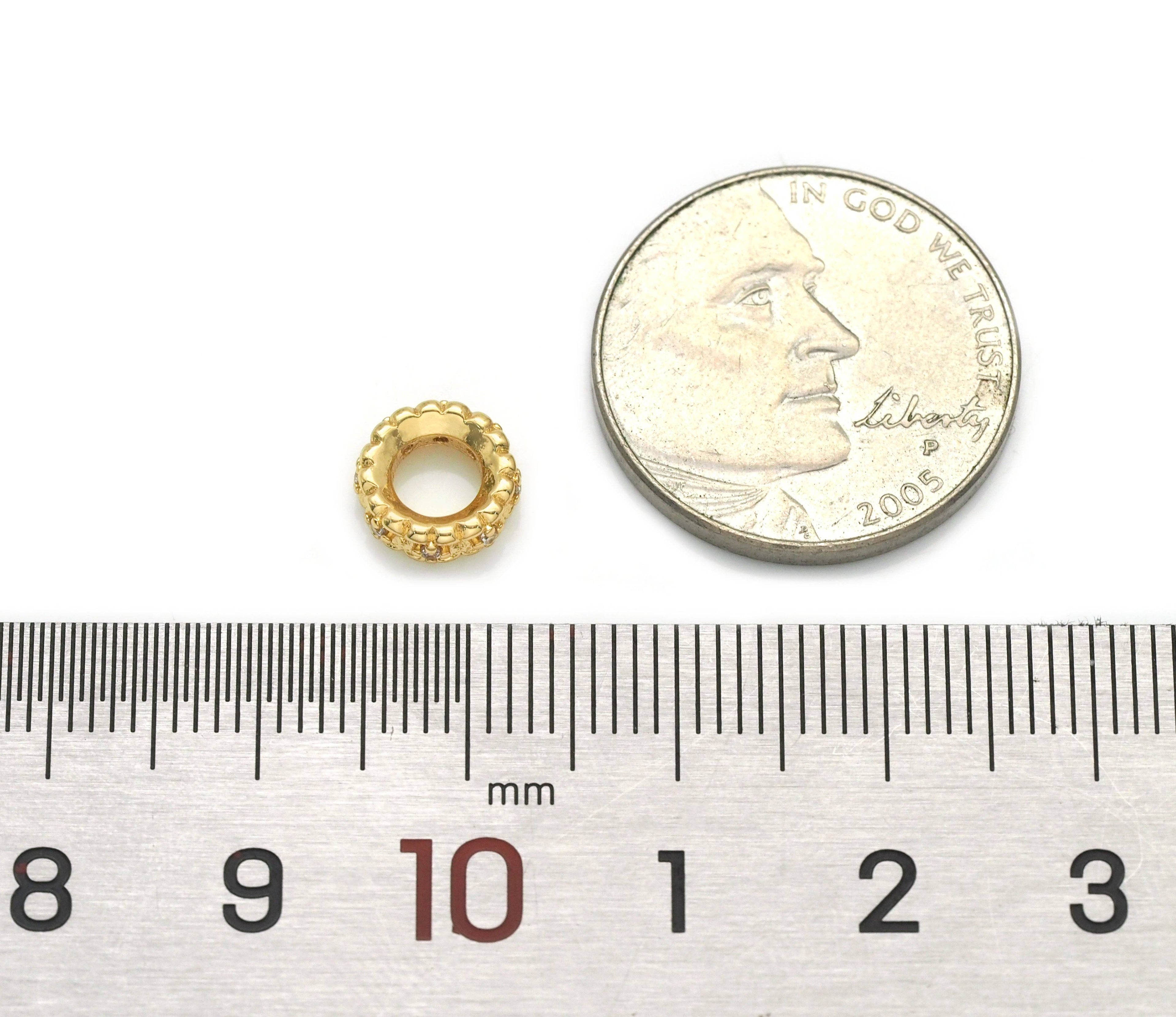 CZ Round Gold Silver Spacer beads, Sku#B341