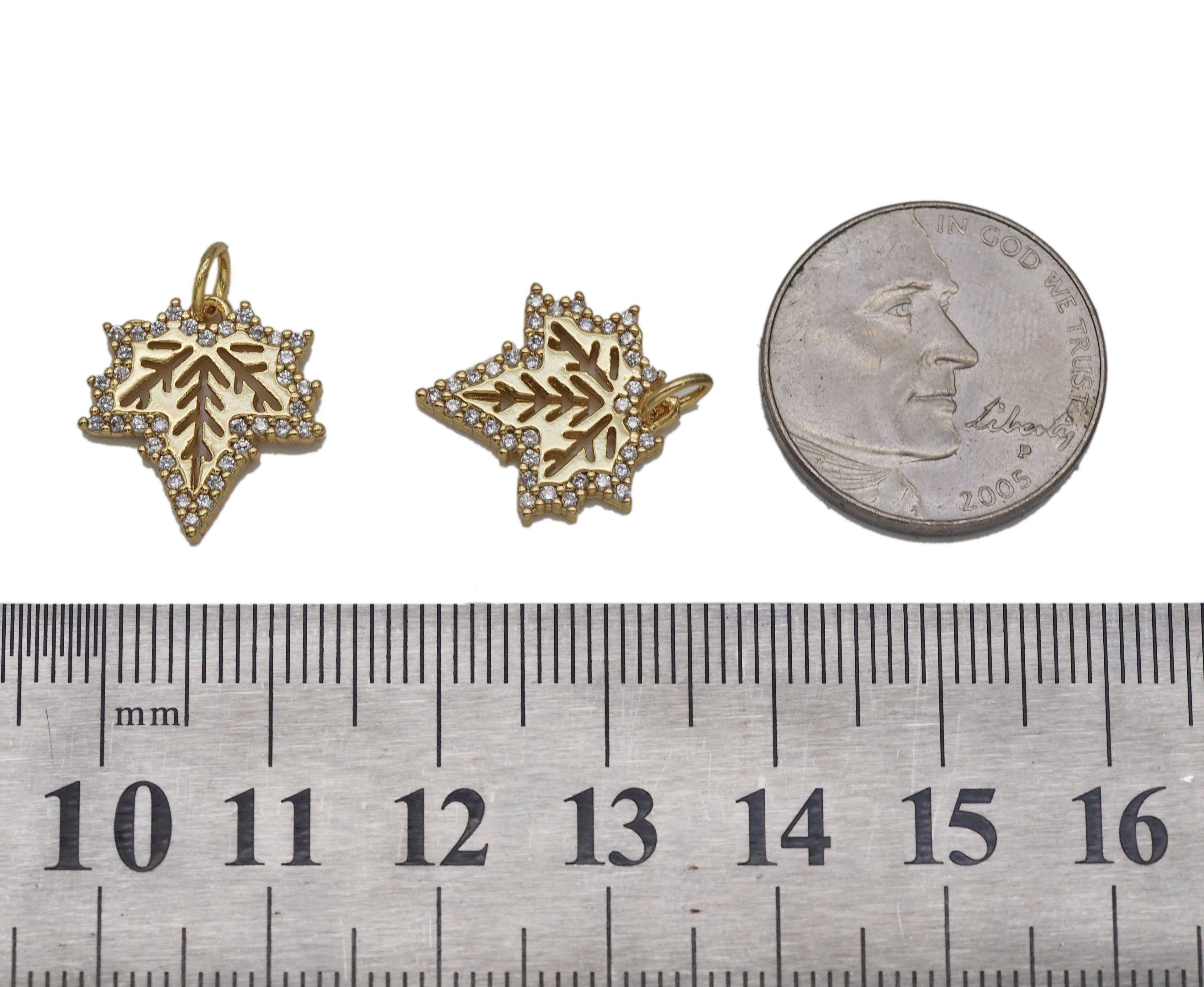 CZ Maple Leaf Shape Charm, Sku#Z1446
