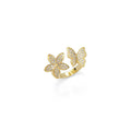 Gold CZ Flower Butterfly Adjustable Ring, Sku#LD428