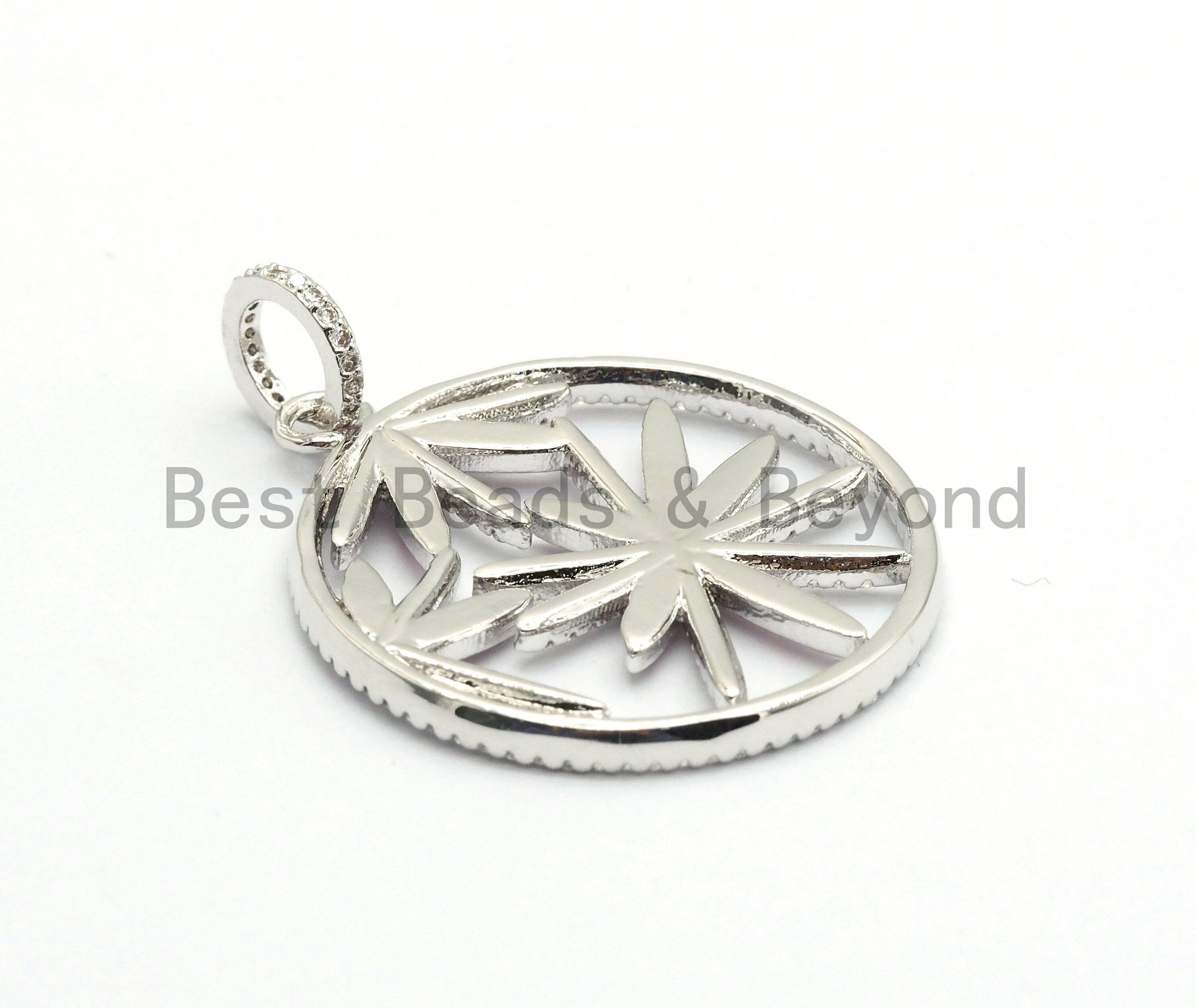 NEW Enamel Colorful Round With Pink Flower Pendant,CZ Micro Pave Oil Drop Round pendant,Enamel pendant,Enamel Jewelry,32x36mm,sku#F575