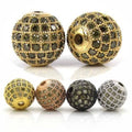 Perles Shamballa Boule Micro Pave CZ Vert Olive, 6mm/8mm/10mm/12mm, Perles Entretoises Rondes Pave, Or Rose/Or/Argent/Noir, sku#308OG
