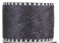 Halloween Wire Ribbon 2.5 inches x 25 feet - Black Sparkle