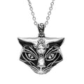 Black Cat Head Pendant Necklace Gothic Silver Alloy