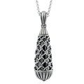 Black Enmesh Teardrop Pendant Necklace With Fine Chain