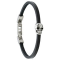Black Leather Skull Bracelet Men Biker Gothic Cuff Style