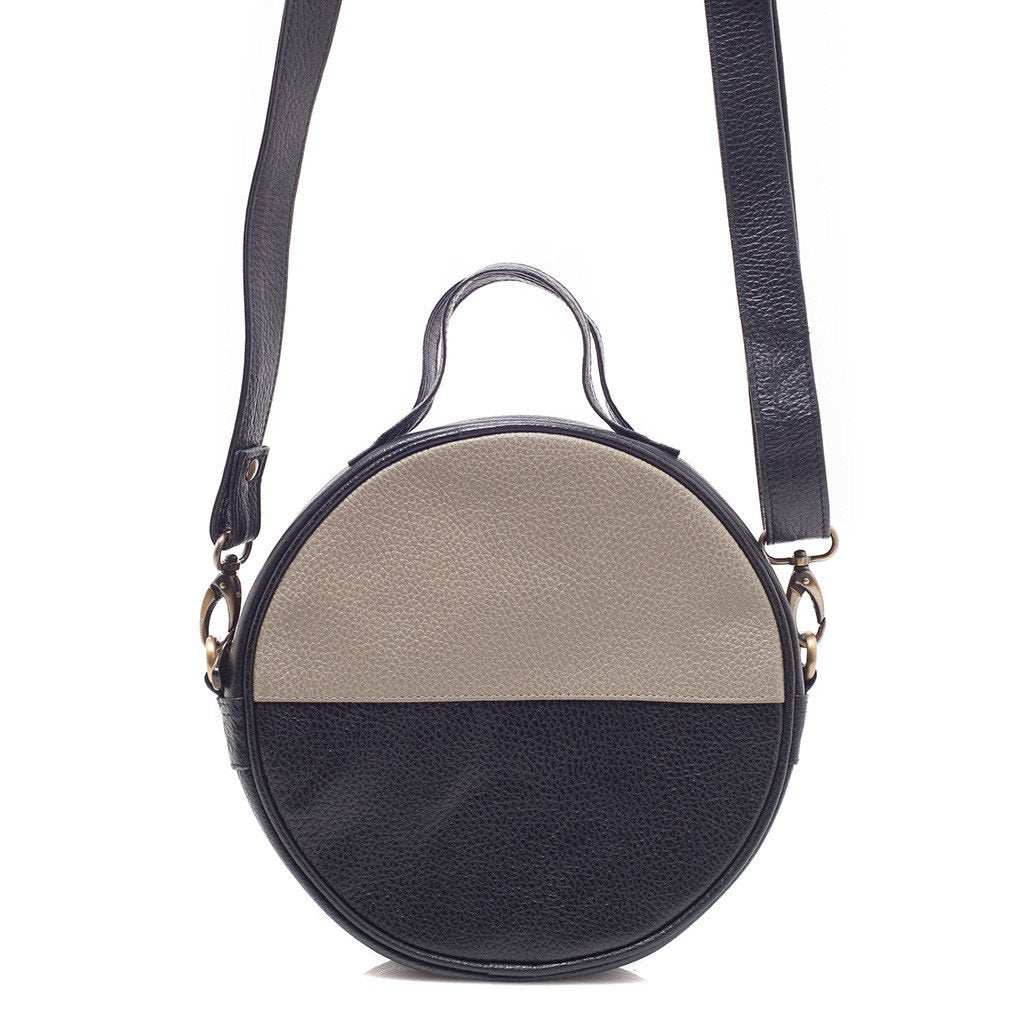 Black Moon Bag Crossbody Clutch Eco Leather Handwoven Cotton Retro Style