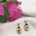 Boho Cotton Thread Flower Earrings Zinc Alloy Dainty 2.5cm Handmade