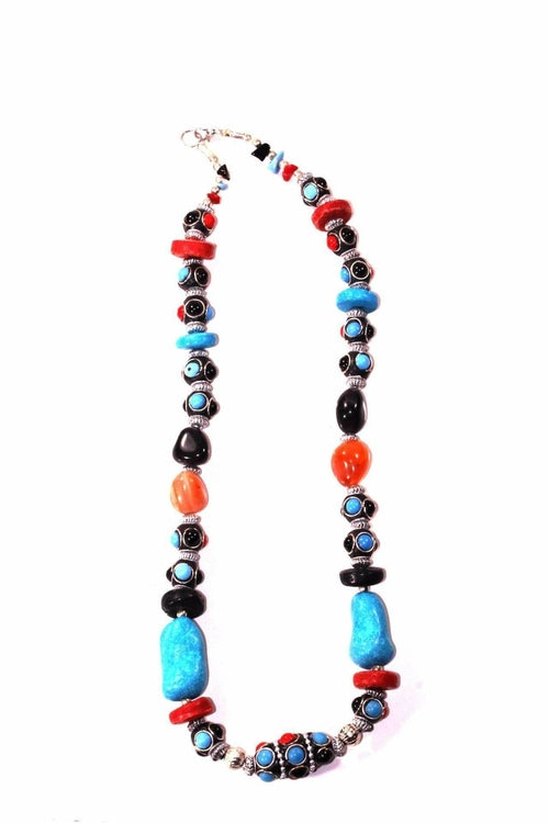 Boho Resin Bead And Charm Statement Necklace For Women