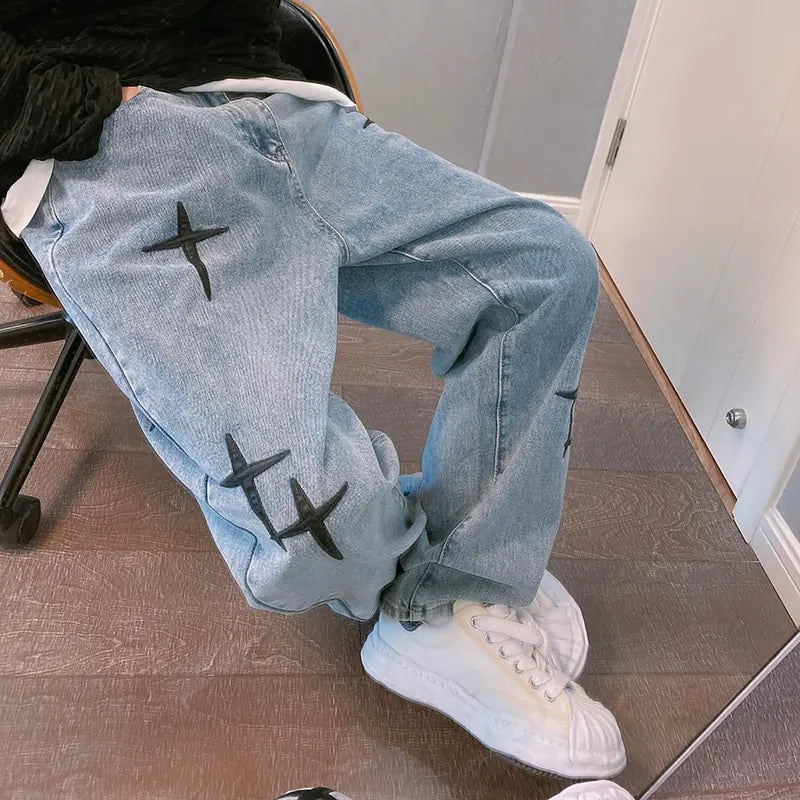 Boys Men Straight Loose Wide-Leg Pants - # BOAA13410011
