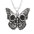 Butterfly Skull Necklace Gothic Pendant With Black Crystals