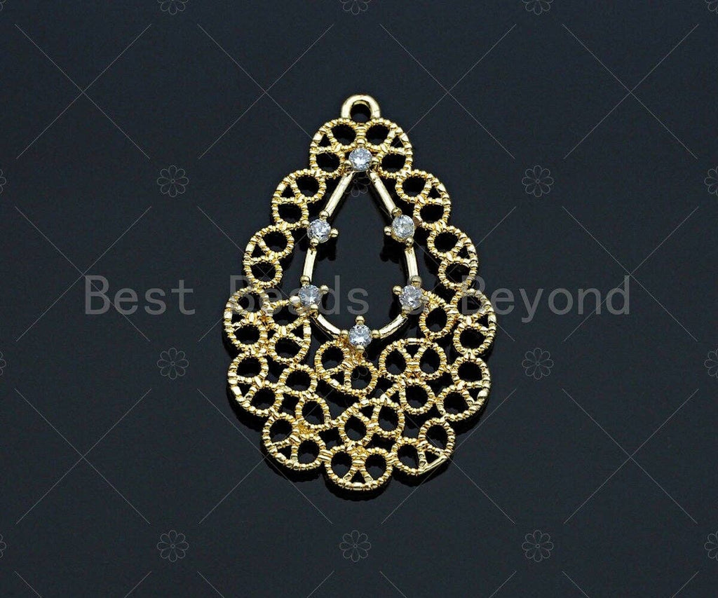 Filigree Gold Lacy Charm, Teardrop/heart/oval/Quatrefoil Brushed Gold Twisted Wire Charm Pendants for Earrings necklace making, sku#CP14